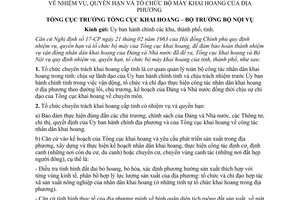 Thông tư liên bộ 01-TT-LB nhiệm vụ quyền hạn tổ chức bộ máy khai hoang địa phương