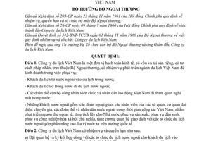 Quyết định 164-BNT-TCCB quy định nhiệm vụ, quyền hạn, tổ chức của Công ty du lịch Việt Nam