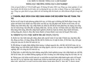 Thông tư 725-LN-TV hướng dẫn thi hành kiểm tra kế toán tài vụ thường kỳ đơn vị thuộc Tổng cục Lâm nghiệp
