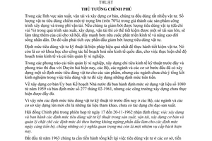 Chỉ thị 20-TTg xây dựng  ban hành định mức tiêu dùng vật tư kỹ thuật