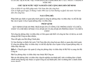 Pháp lệnh cơ quan quản lý phòng cháy chữa cháy chế độ cấp bậc sỹ quan hạ sỹ quan phòng cháy 1963 17/LCT