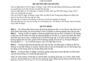 Quyết định 172-NT tổ chức trường lý luận nghiệp vụ thương nghiệp trung cấp tại chức