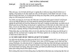 Chỉ thị 33-TTg xét duyệt quỹ xí nghiệp năm 1962