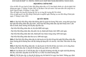 Quyết định 62-CP chế độ phụ cấp  cấp phí đi đường đại biểu Hội đồng nhân dân khi đi họp và trong thời gian họp hội nghị Hội đồng nhân dân