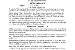 Thông tư 15-BYT-TT tuyển lựa giảng viên trợ lý trường Đại học Y khoa Đại học Dược khoa