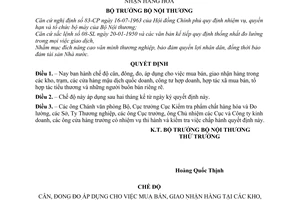 Quyết định 375-NT chế độ cân, đong, đo áp dụng cho việc mua bán, giao nhận hàng hóa