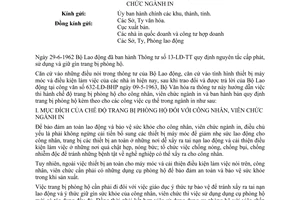 Thông tư 367-VH-TT hướng dẫn chế độ trang bị phòng hộ công nhân viên chức ngành in