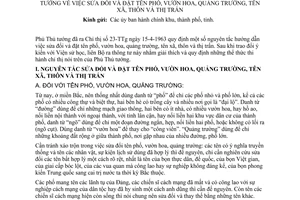 Thông tư liên bộ số 17-LB-NV-VH quy định chi tiết Chỉ thị 23-TTg sửa đổi đặt tên phố vườn hoa quảng trường tên xã thôn thị trấn