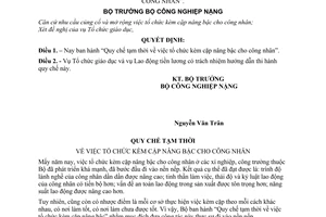 Quyết định 774-BCNNg-TC  “Quy chế tạm thời về việc tổ chức kèm cặp nâng bậc cho công nhân”