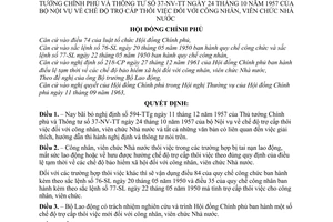 Quyết định 156-CP chế độ trợ cấp thôi việc đối với công nhân, viên chức Nhà nước  bãi bỏ Nghị định 594-TTg và Thông tư 37-NV-TT