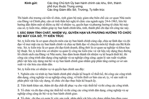 Thông tư liên bộ 17-TT-LB hướng dẫn cải tiến tổ chức cơ quan kiến trúc địa phương