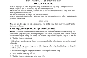 Nghị định 165-CP quy định về dấu hiệu, phù hiệu và trang phục của cán bộ, công nhân, nhân viên ngành vận tải đường biển