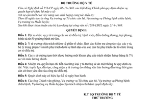 Quyết định 1050-BYT-QĐ  đặt ra chức vụ y tá trưởng các cơ sở điều trị