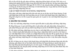 Thông tư 197-BNT-HQ chế độ cấp giấy phép xuất nhập hàng