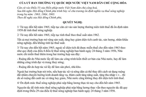 Nghị quyết 213/NQ/TVQH tính Thuế Nông nghiệp