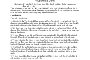 Thông tư 18-BYT-TT hướng dẫn thành lập trạm mắt tỉnh, thành phố thuộc trung ương