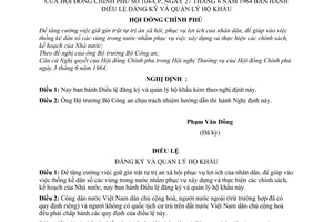 Nghị định 104-CP Điều lệ đăng ký và quản lý hộ khẩu