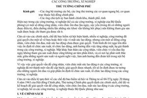 Thông tư 65-TTg-NC giải quyết công nhân, viên chức mất sức lao động công trường, xí nghiệp