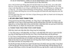 Thông tư liên bộ 02-K2 thanh toán tiền hàng thu mua xuất khẩu Tổng công ty xuất nhập khẩu với công ty kinh doanh hàng xuất địa phương