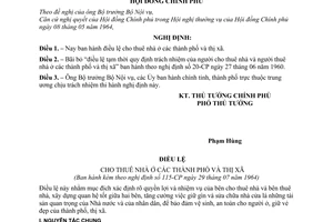 Nghị định 115-CP điều lệ cho thuê nhà ở các thành phố và thị xã