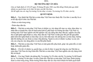 Quyết định 534-VH-QĐ thành lập Nhà hát ca múa nhạc Việt Nam thuộc Bộ Văn hóa