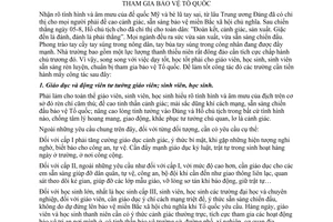 Chỉ thị 47-CT giáo dục giáo viên học sinh sinh viên sẵn sàng tham gia bảo vệ Tổ quốc