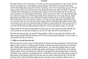 Thông tư liên bộ 01-NN-HTH tổ chức sử dụng đội thủy lợi hợp tác xã nông nghiệp