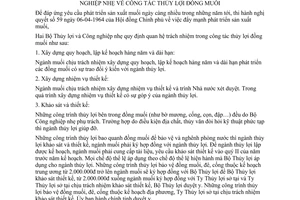 Thông tư liên bộ 263-LB-TL-CNN quy định trách nhiệm quyền hạn Bộ Thủy Lợi Bộ Công nghiệp nhẹ công tác thủy lợi đồng muối