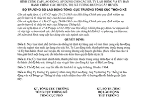 Quyết định liên bộ 87-LB-QĐ báo cáo thống kê định kỳ hàng quý về cung cấp lao động, áp dụng các Sở, Ty Lao động UB hành chính huyện, thị xã