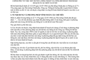 Thông tư 856-TKTH hướng dẫn Quyết định 112-CP xét duyệt, công nhận công bố hoàn thành kế hoạch