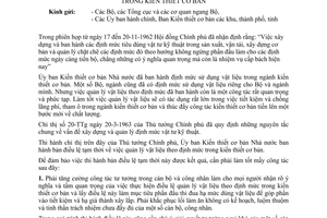 Thông tư 832-UB-ĐM điều lệ tạm thời quản lý vật liệu theo định mức trong kiến thiết cơ bản