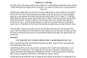 Thông tư liên tịch 22-PC công tác lập kế hoạch vận tải hướng dẫn quyết định 65-CP