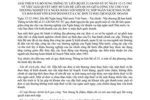 Thông tư liên bộ 27-LB giải quyết công tác cho vay thương nghiệp Ngân hàng với nhiệm vụ nộp ngân sách Nhà nước bổ sung thông tư liên bộ 21-LB-NH-NT-TC