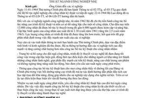 Thông tư 334-BCNNh-CBLĐ đẩy mạnh công tác bổ túc nghề nghiệp công nhân kỹ thuật ngành công nghiệp nhẹ