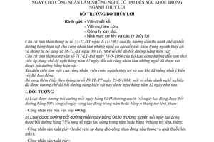 Thông tư 39-TL-TT bổ sung Thông tư 18-TL-TT chế độ nghỉ hàng năm 12 ngày công nhân nghề có hại sức khỏe ngành thủy lợi