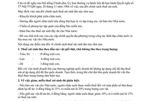 Thông tư 125-TTg-TN thi hành chính sách thuế sát sinh