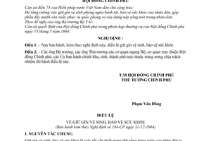 Nghị định 194-CP điều lệ giữ gìn vệ sinh, bảo vệ sức khỏe