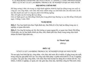 Nghị định 195-CP Điều lệ về kỷ luật lao động trong các xí nghiệp cơ quan Nhà nước