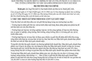Thông tư 01-TC-TT sửa đổi chính sách thuế sát sinh hướng dẫn Quyết nghị 37-NQ-TVQH Thông tư 125-TTg-TN