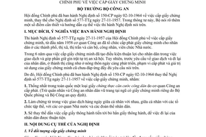 Thông tư 184-P3 cấp giấy chứng minh hướng dẫn Nghị định 150-CP
