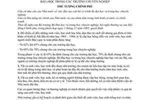 Quyết định12-VG cải tiến chế độ học bổng sinh viên, học sinh (người miền Bắc) học trong các trường chuyên nghiệp