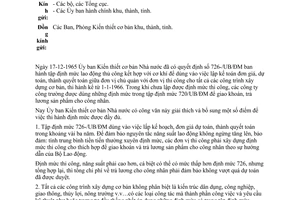 Công văn 52-UB/ĐM giải thích quy định thêm Quyết định 726-/UB/ĐM
