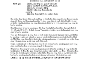 Thông tư liên bộ 01-TT/LB nhiệm vụ bảo hộ lao động tổ chức bộ máy bảo hộ lao động công đoàn cơ sở