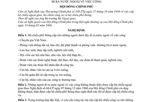 Nghị định 38-CP cấp hộ chiếu công vụ và hộ chiếu phổ thông cho những người đi ra nước ngoài về việc công