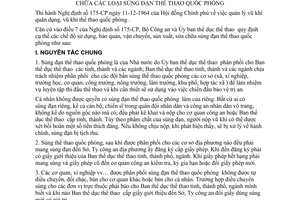 Thông tư liên bộ 01-LB quy định chế độ sử dụng bảo quản vận chuyển sản xuất sửa chữa súng đạn thể thao quốc phòng