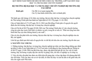 Thông tư liên bộ 02-TT/LB quy định chế độ chỉ tiêu trường lớp tại chức đại học trung học chuyên nghiệp