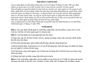 Nghị định 100-CP thống nhất quản lý xuất khẩu, nhập khẩu văn hóa phẩm