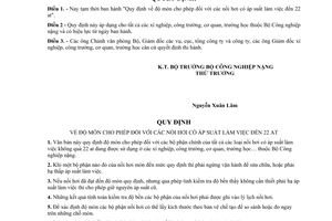 Quyết định 565-BCNNg/KT4 quy định độ mòn cho phép đối với nồi hơi có áp suất đến 22 at