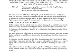 Thông tư liên bộ số 21-TT/LB hướng dẫn Chỉ thị 153-TTg/TN cho cán bộ công nhân viên chức vay tiền mua xe đạp và xe mô tô (hoặc xe máy)