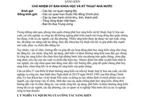 Thông tư 567-KHKT/SKFM tổ chức đăng ký, xác minh, áp dụng, phổ biến và khen thưởng sáng kiến